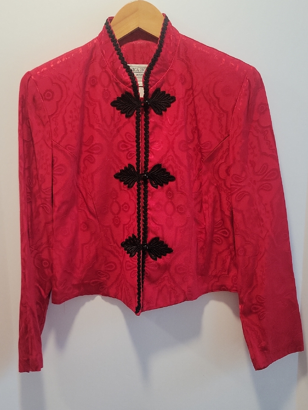 Vintage Jessica Howard Petite Large Red Cropped Jacket Matador Style Jacquard